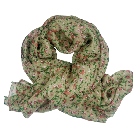 Esarfa kaki cu flori caramizii LUCILLE [1]