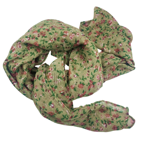 Manusi Si Esarfe Casmir & Vascoza - Esarfa kaki cu flori caramizii LUCILLE