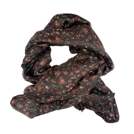 Esarfe Casmir & Vascoza & Manusi - Esarfa cu flori LUCILLE, Maro inchis, 70x180cm