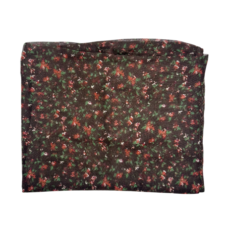 Esarfa cu flori LUCILLE, Maro inchis, 70x180cm [1]