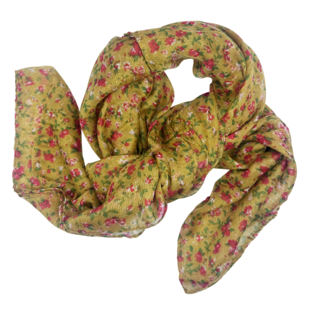 Manusi Si Esarfe Casmir & Vascoza - Esarfa maro-auriu cu flori rosii LUCILLE