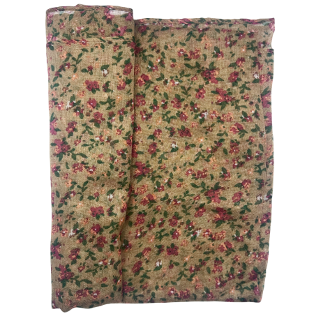 Esarfa maro-deschis cu flori caramizii LUCILLE [2]