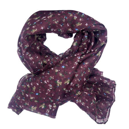 Manusi Si Esarfe Casmir & Vascoza - Esarfa mov-sangria cu floricele mici albe LUCILLE