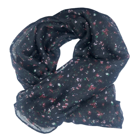 Manusi Si Esarfe Casmir & Vascoza - Esarfa neagra cu flori bordo LUCILLE