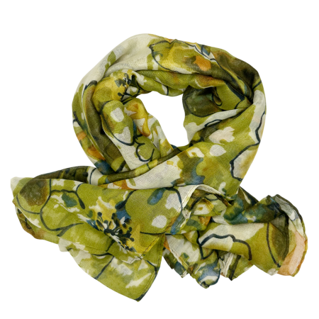 Esarfe Casmir & Vascoza & Manusi - Esarfa cu flori KATHY, Verde, 70x180cm