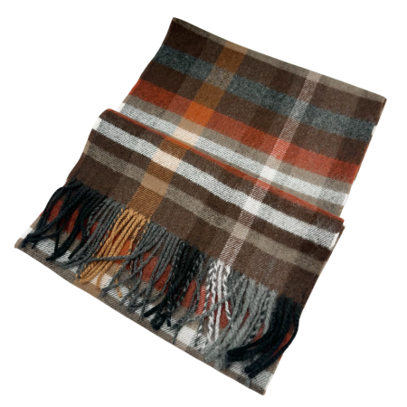 Fulare & Esarfe Casmir & Manusi Barbati - Esarfa cu franjuri ARTHUR - Model Carouri Maro-Caramiziu