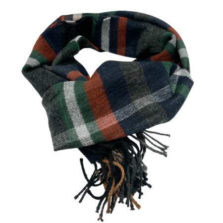 Esarfa barbateasca cu franjuri ARTHUR - Model Carouri Verde-Bleumarin [1]