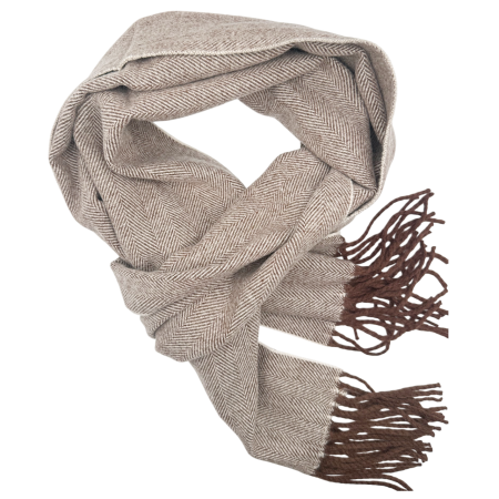 Esarfa unisex ASHFORD cu franjuri si tesatura tweed maro cu bej [2]