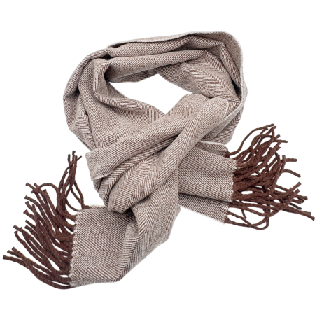 Esarfe & Fulare - Esarfa unisex ASHFORD cu franjuri si tesatura tweed maro cu bej