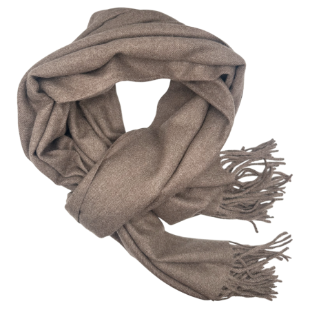 Saluri & Fulare - Esarfa cu franjuri Cashmere ROYAL - Bej taupe, 68x180 cm