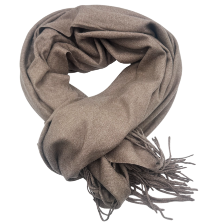 Fulare & Esarfe Casmir & Manusi Barbati - Esarfa cu franjuri Cashmere LUXE, Gri-Bej inchis, 68x180cm