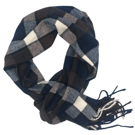 Esarfa barbateasca cu franjuri Cashmere WILLIAM - Model Carouri Bleumarin [1]