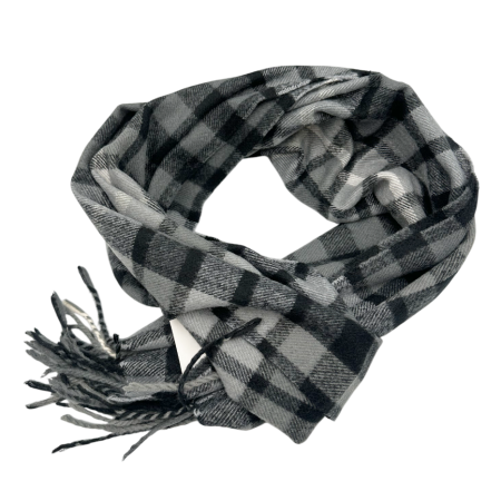 Esarfa cu franjuri Cashmere WILLIAM - Model Carouri Gri-Negru [1]