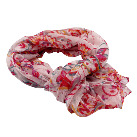MODA & ACCESORII - Esarfa din vascoza MEDINA - roz cu imprimeu paisley