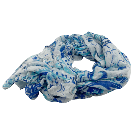 MODA & ACCESORII - Esarfa din vascoza MEDINA - albastra cu imprimeu paisley