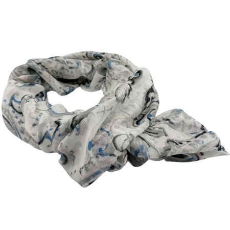 MODA & ACCESORII - Esarfa din vascoza MEDINA - gri cu imprimeu paisley