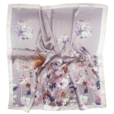 Esarfe Matase & Voal & Satin - Esarfa dama ALEXIS crem cu flori roz