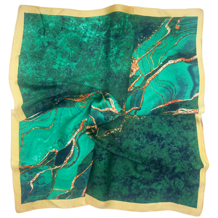 Esarfe Patrate - Esarfa dama ALEXIS verde cu pictura abstracta