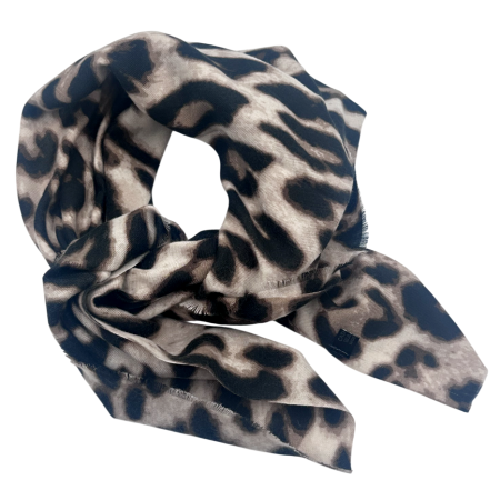 Manusi Si Esarfe Casmir & Vascoza - Eșarfă Damă Animal Print LEOPARD Bej și Negru – Accesoriu Fashion Chic
