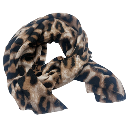 Manusi Si Esarfe Casmir & Vascoza - Eșarfă Damă Animal Print LEOPARD Maro și Negru - Accesoriu Fashion Chic
