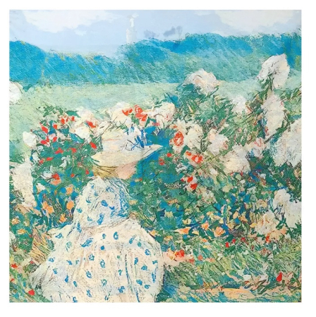 Esarfe Patrate - Esarfa dama ANITA cu peisaj si motive florale