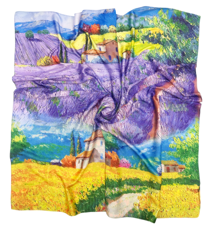 Esarfe Imprimate - Esarfa dama ANOUK, Cu lavanda, 70x70cm