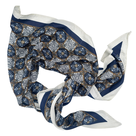 Esarfe Patrate - Esarfa Triunghiulara AZULEA – Bleumarin/ Alb - Imprimeu Geometric
