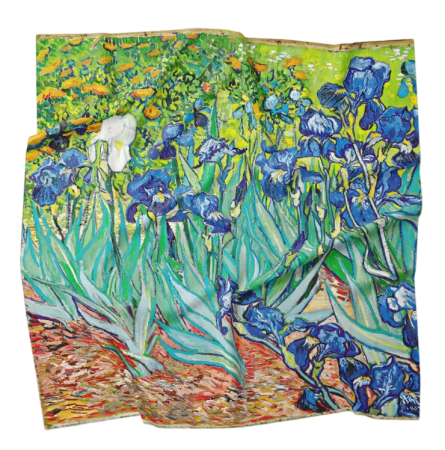 Esarfe Patrate - Esarfa dama BLUE IRISES, Cu 2 fete, 70x70cm