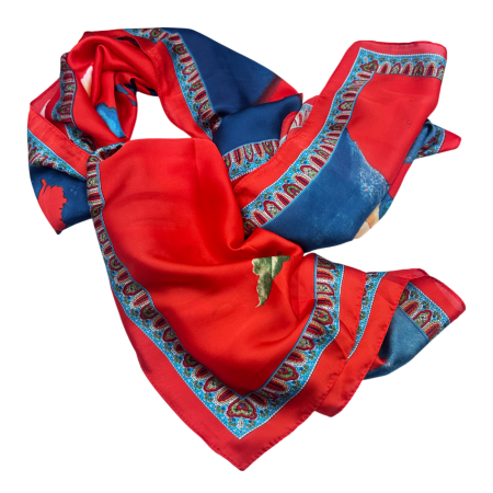 Esarfa dama CARMEN cu flori, Verde, 85x180cm [1]