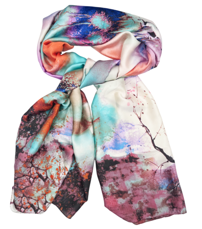 Esarfa dama CARMEN cu pictura, Crem, 85x180cm [1]