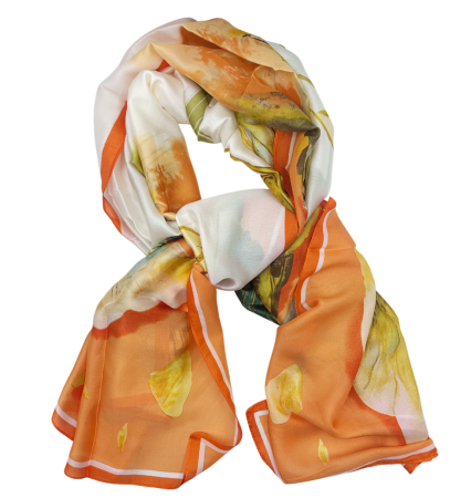 Esarfe Matase & Voal & Satin - Esarfa dama CARMEN, Portocaliu, 85x180cm