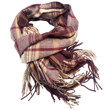 Saluri & Fulare - Esarfa dama Cashmere CAMDEN - Sal in carouri bordo