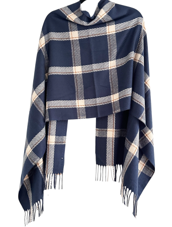 Esarfa dama Cashmere BRISTOL - Sal in carouri bleumarin [1]