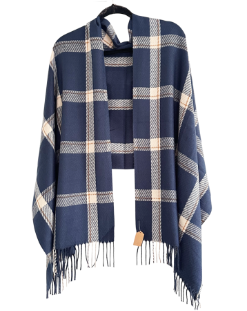Saluri & Fulare - Esarfa dama Cashmere BRISTOL - Sal in carouri bleumarin