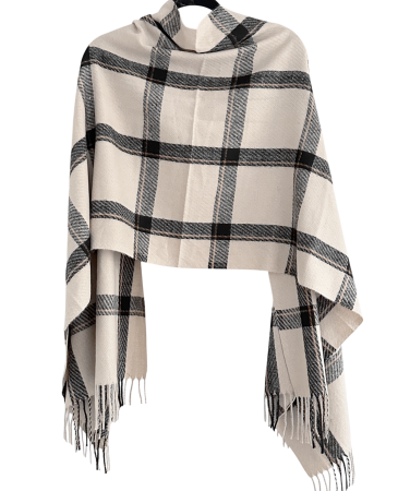 Esarfa dama Cashmere BRISTOL - Sal in carouri crem [1]