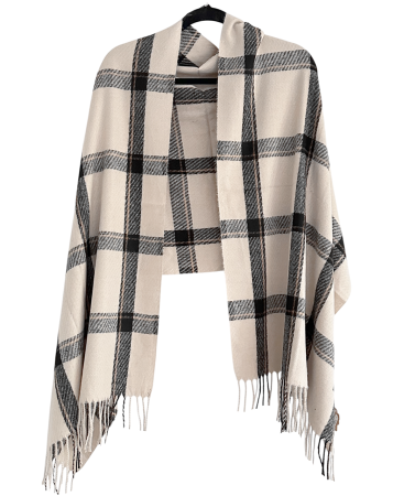 Saluri & Fulare - Esarfa dama Cashmere BRISTOL - Sal in carouri crem