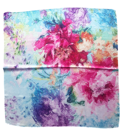 Esarfa dama CHARISMA cu Flori Roz, 70x70cm [2]