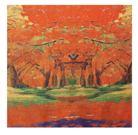 Esarfe Imprimate - Esarfa dama CHIARA, Cu peisaje, 70x70cm