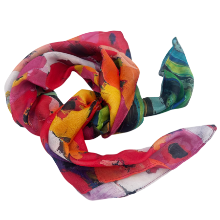 Eșarfă rosie cu flori stilizate | Accesoriu elegant damă [1]