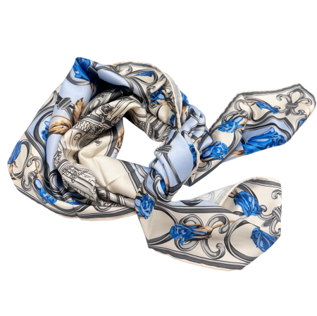 Eșarfă din Mătase 85x85 cm cu Trandafiri Albaștri – Paris Blue Rose [1]