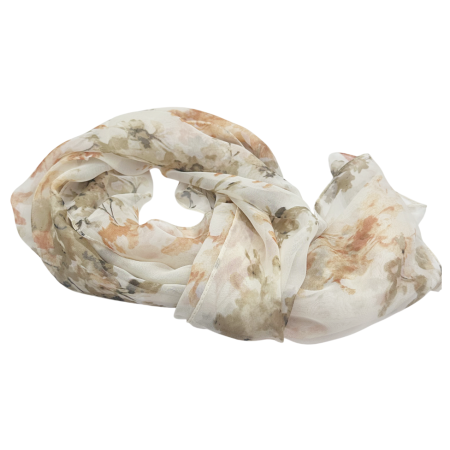 Esarfa Dama, Crem cu flori maro [1]