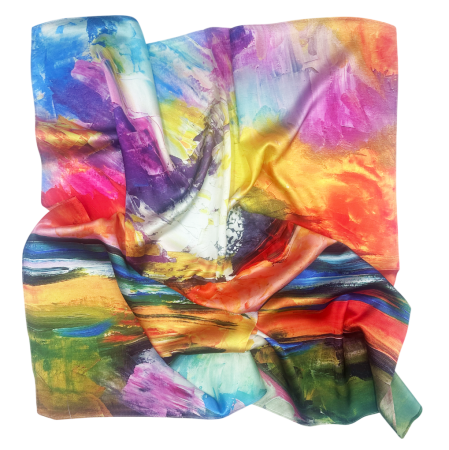 Esarfe Patrate - Esarfa dama FELICE cu pictura, 70x70cm