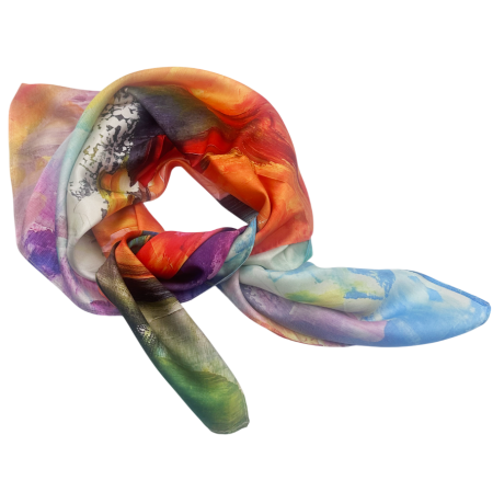 Esarfa dama FELICE cu pictura, 70x70cm [1]