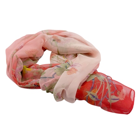 Esarfa Dama corai din voal - Model Floral  [1]