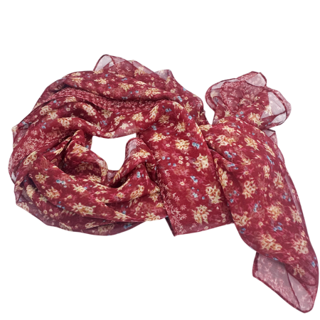 Esarfe - Esarfa Dama - burgundy cu flori roz delicate