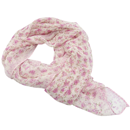 Esarfe Imprimate - Esarfa Dama - crem cu flori roz delicate