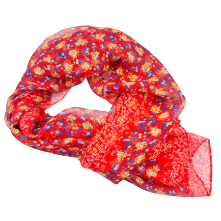 Esarfe Imprimate - Esarfa Dama -  rosie cu flori galbene delicate