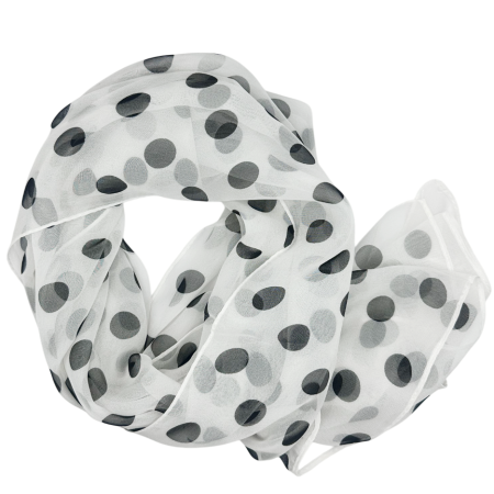 Esarfa dama JOLIE - Alb cu buline negre [1]