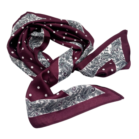 Esarfe Matase & Voal & Satin - Esarfa dama KIMMY cu buline - bordo/ alb - fina si eleganta