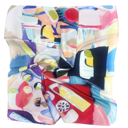 Esarfe Patrate - Esarfa dama KLARA cu pictura abstracta, 70x70cm